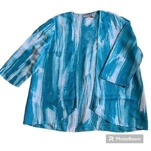 Linen / Cotton Open Front Blazer, Chicos Size Large